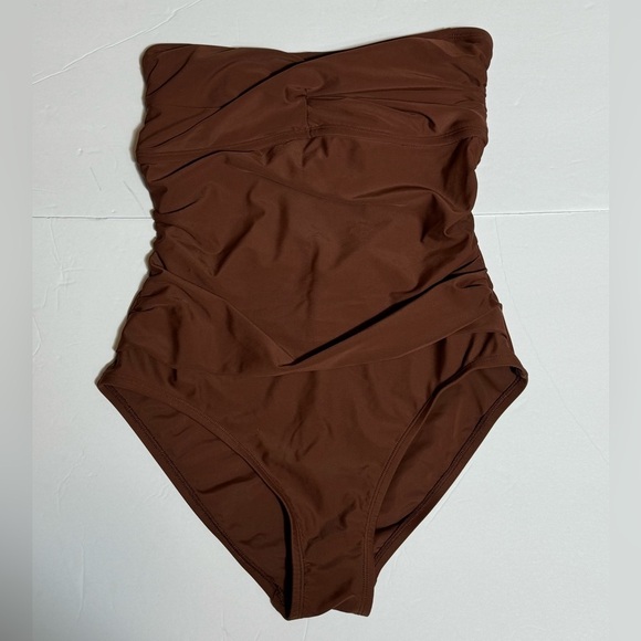 KONA Sol Women's Twist-Front Bandeau Classic One Piece Swimsuit M 8-10 - Picture 3 of 8